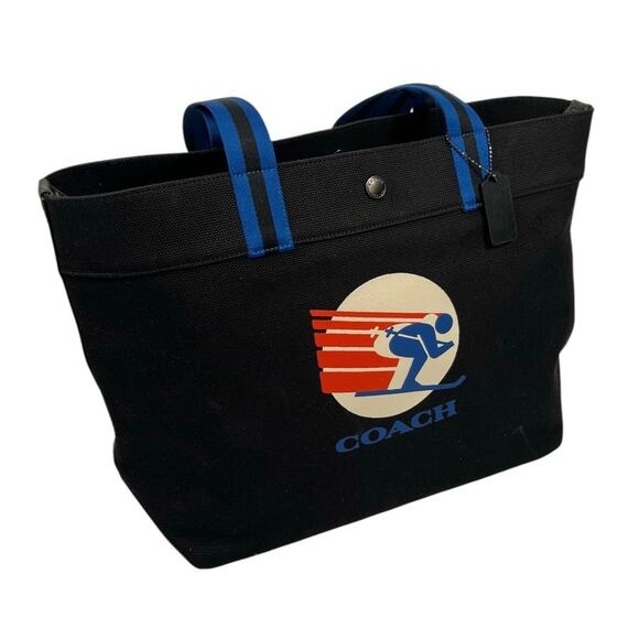 Coach Black Canvas 38 Ski X-Large Tote EUC $328 - Picture 1 of 10